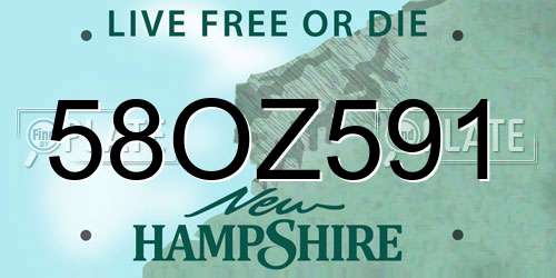 58OZ591 New Hampshire License Plate
