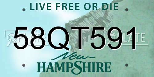 58QT591 New Hampshire License Plate