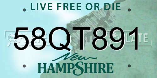 58QT891 New Hampshire License Plate