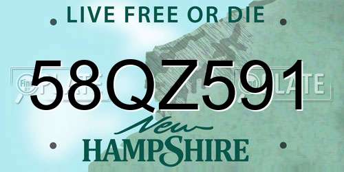 58QZ591 New Hampshire License Plate