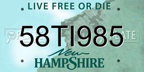 58TI985 New Hampshire License Plate