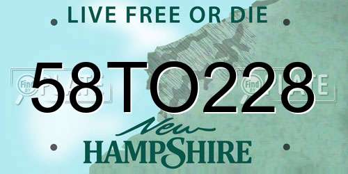 58TO228 New Hampshire License Plate