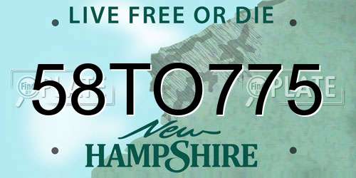 58TO775 New Hampshire License Plate