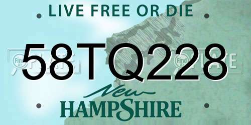 58TQ228 New Hampshire License Plate