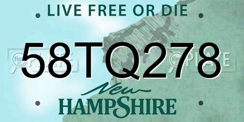 58TQ278 New Hampshire License Plate