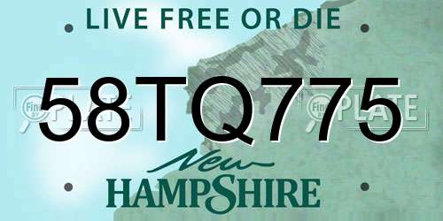 58TQ775 New Hampshire License Plate