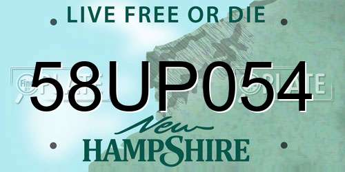 58UP054 New Hampshire License Plate