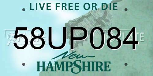 58UP084 New Hampshire License Plate