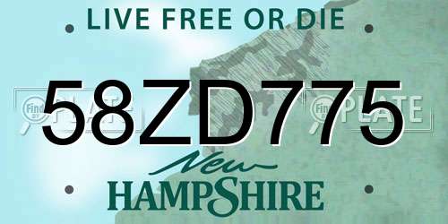 58ZD775 New Hampshire License Plate
