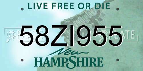 58ZI955 New Hampshire License Plate