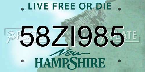 58ZI985 New Hampshire License Plate