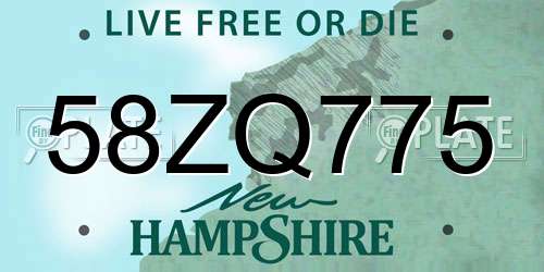 58ZQ775 New Hampshire License Plate