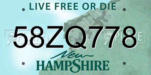 58ZQ778 New Hampshire License Plate