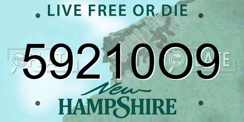 59210O9 New Hampshire License Plate