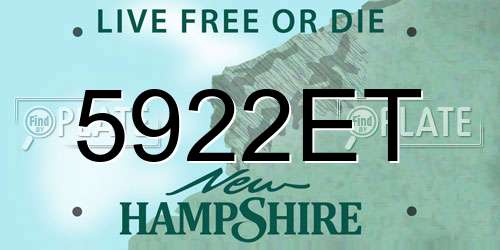 5922ET New Hampshire License Plate