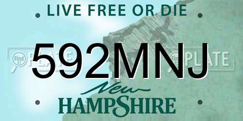 592MNJ New Hampshire License Plate