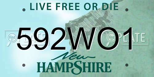 592WO1 New Hampshire License Plate