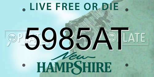 5985AT New Hampshire License Plate