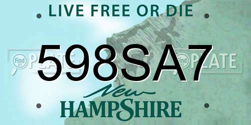 598SA7 New Hampshire License Plate