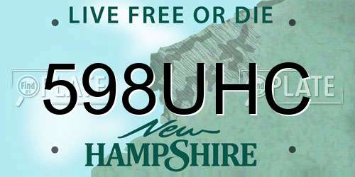 598UHC New Hampshire License Plate