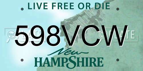 598VCW New Hampshire License Plate