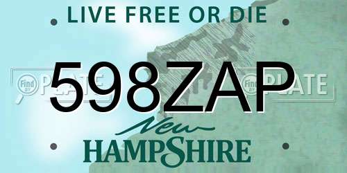 598ZAP New Hampshire License Plate