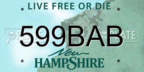 599BAB New Hampshire License Plate