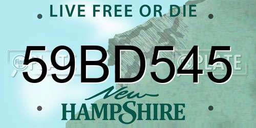 59BD545 New Hampshire License Plate