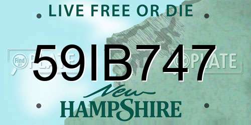 59IB747 New Hampshire License Plate