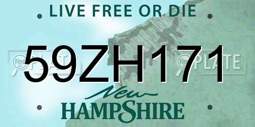 59ZH171 New Hampshire License Plate