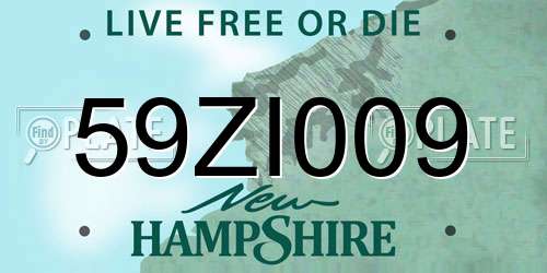 59ZI009 New Hampshire License Plate