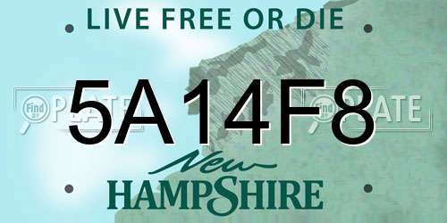 5A14F8 New Hampshire License Plate