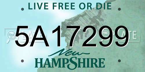 5A17299 New Hampshire License Plate