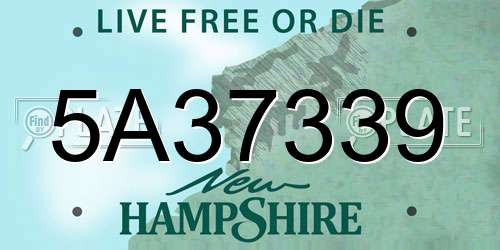 5A37339 New Hampshire License Plate