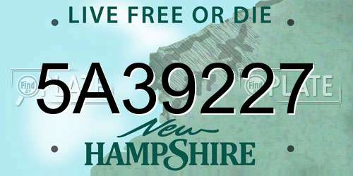 5A39227 New Hampshire License Plate