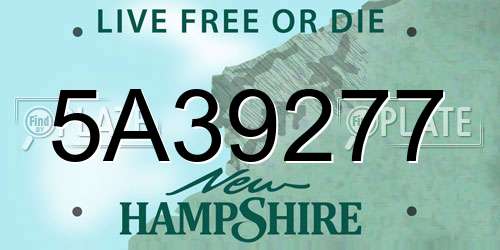 5A39277 New Hampshire License Plate