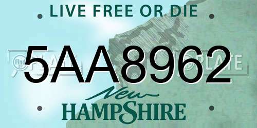 5AA8962 New Hampshire License Plate