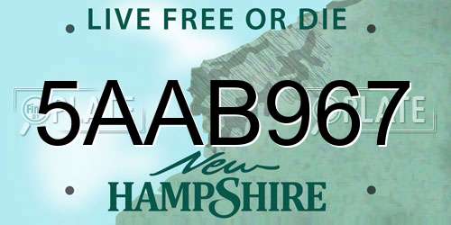 5AAB967 New Hampshire License Plate