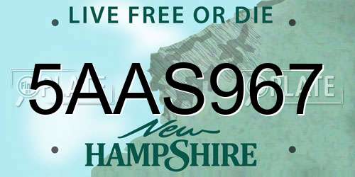 5AAS967 New Hampshire License Plate