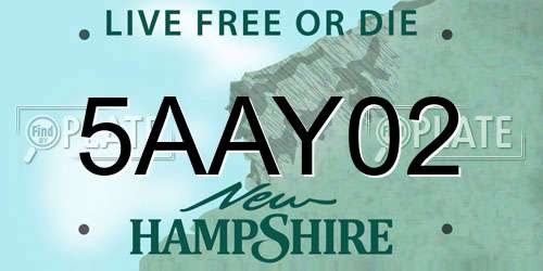5AAY02 New Hampshire License Plate