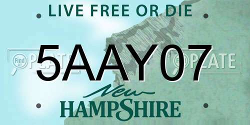 5AAY07 New Hampshire License Plate