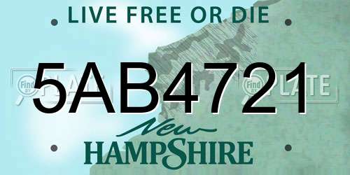 5AB4721 New Hampshire License Plate