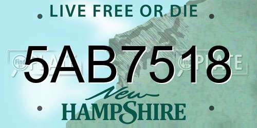 5AB7518 New Hampshire License Plate