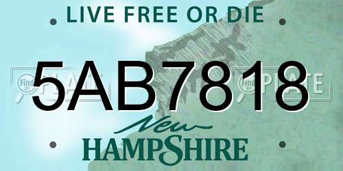 5AB7818 New Hampshire License Plate