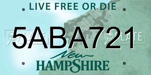 5ABA721 New Hampshire License Plate