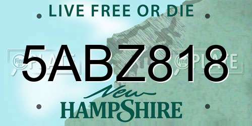 5ABZ818 New Hampshire License Plate