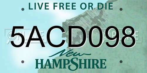 5ACD098 New Hampshire License Plate