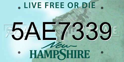 5AE7339 New Hampshire License Plate