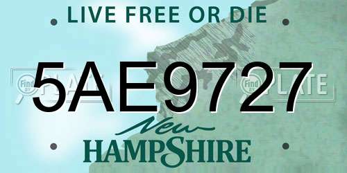 5AE9727 New Hampshire License Plate