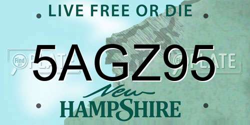 5AGZ95 New Hampshire License Plate